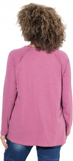 Ulla Popken Inverted Seam Long Sleeve Graphic Tee Dark Rose - Tiskana majica za žene - 