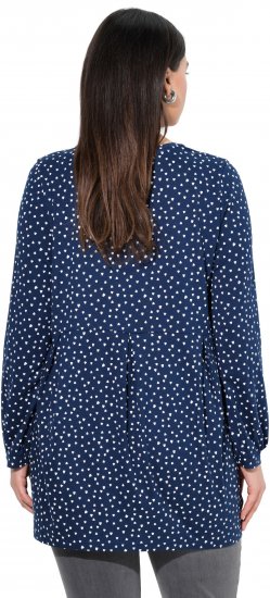 Ulla Popken Pleated Confetti Print Long Sleeve Tee Ink Blue - Tiskana majica za žene - 