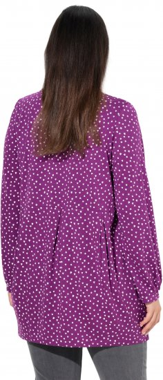 Ulla Popken Pleated Confetti Print Long Sleeve Tee Light Plum - Tiskana majica za žene - 