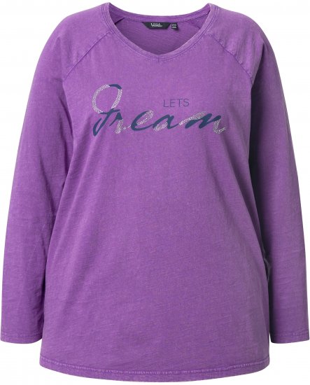 Ulla Popken Dream Rhinestone Lettering Long Sleeve Tee Light Plum - Tiskana majica za žene - 