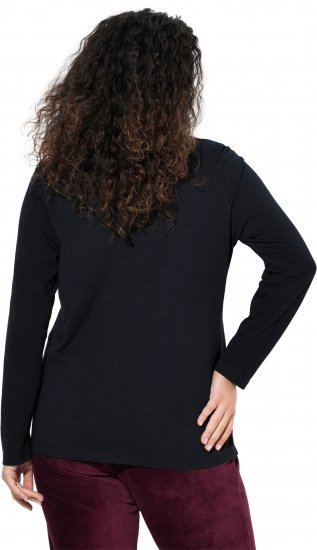 Ulla Popken Motivational Graphic Long Sleeve Tee Black - Tiskana majica za žene - 