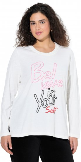 Ulla Popken Motivational Graphic Long Sleeve Tee Off-White - Tiskana majica za žene - 