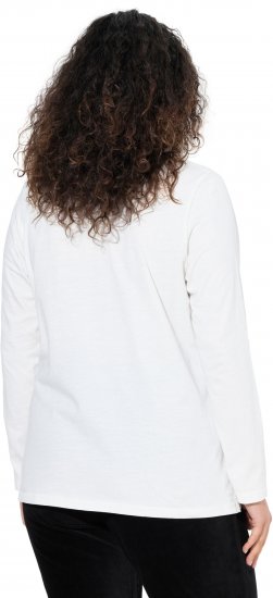Ulla Popken Motivational Graphic Long Sleeve Tee Off-White - Tiskana majica za žene - 