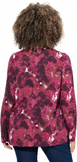Ulla Popken Abstract Print Long Sleeve Tee Dark Ruby - Tiskana majica za žene - 