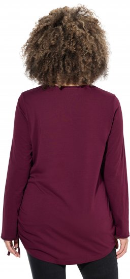 Ulla Popken Your Story Sequined Long Sleeve Tunic Tee Dark Ruby - Tiskana majica za žene - 