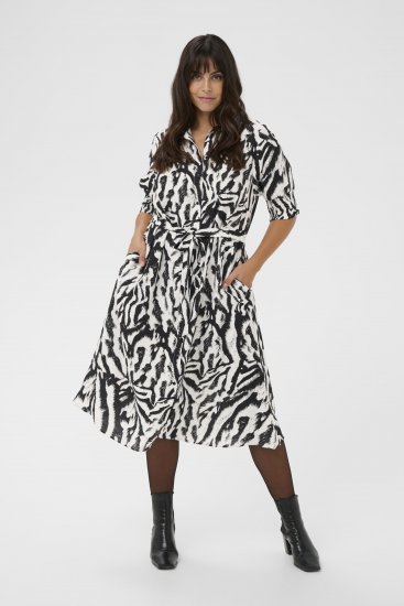 Kaffe Curve Alia Shirt Dress Black Chalk Animal - Midi haljine - 