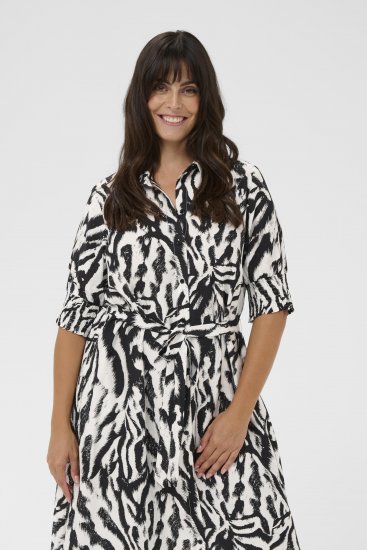 Kaffe Curve Alia Shirt Dress Black Chalk Animal - Midi haljine - 