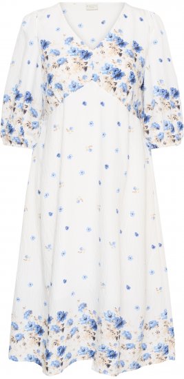 Kaffe Curve Rosa Midi Dress Blue Tones Border Flower - Haljine - 