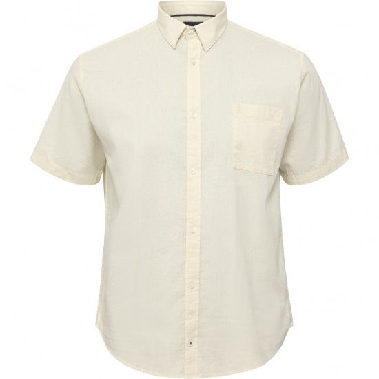 North Latitude Shirt Linen Cotton Short Sleeve Off-White - Košulje - Muške Košulje Veliki Brojevi