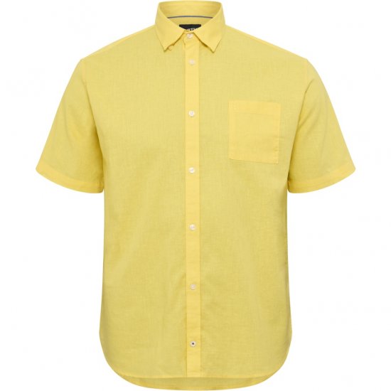 North Latitude Shirt Linen Cotton Short Sleeve Yellow - Košulje - Muške Košulje Veliki Brojevi
