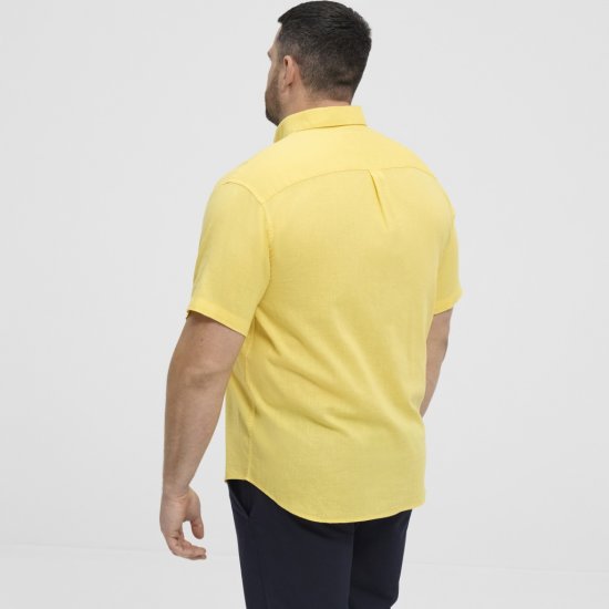 North Latitude Shirt Linen Cotton Short Sleeve Yellow - Košulje - Muške Košulje Veliki Brojevi