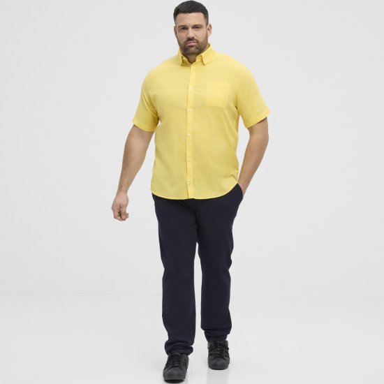 North Latitude Shirt Linen Cotton Short Sleeve Yellow - Košulje - Muške Košulje Veliki Brojevi