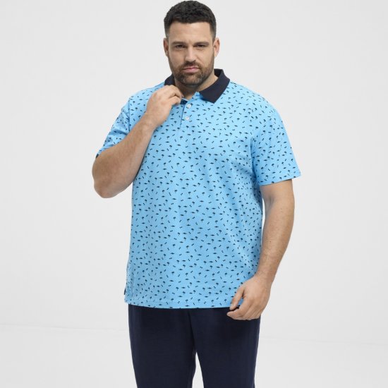 North Latitude Polo Pique Printed Turquoise - Polo majice - Muške Polo Majice Veliki Brojevi