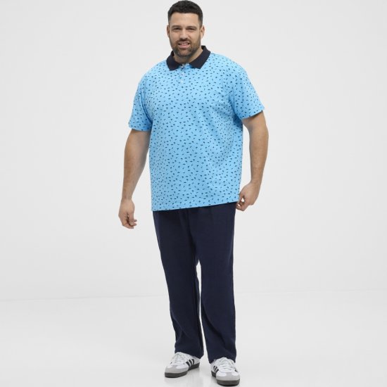 North Latitude Polo Pique Printed Turquoise - Polo majice - Muške Polo Majice Veliki Brojevi