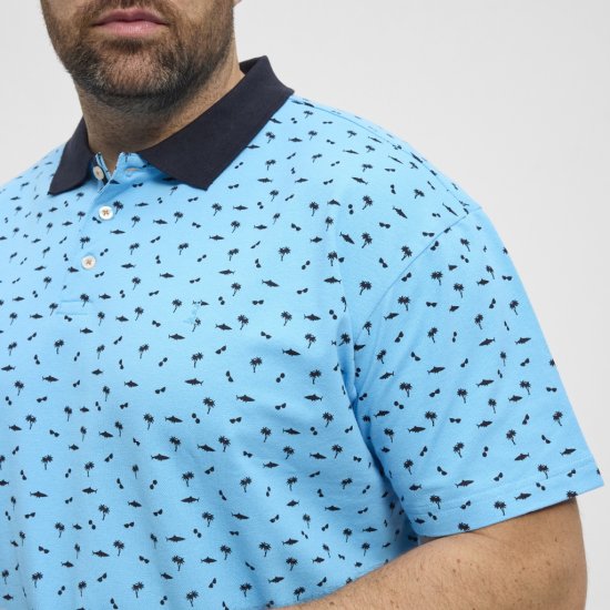 North Latitude Polo Pique Printed Turquoise - Polo majice - Muške Polo Majice Veliki Brojevi