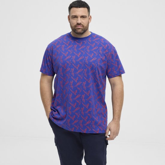 North Latitude T-Shirt Printed Allover Blue - Majice Kratkih Rukava - Muške Majice Kratkih Rukava Veliki Brojevi 