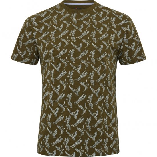 North Latitude T-shirt Allover Printed Green - Majice Kratkih Rukava - Muške Majice Kratkih Rukava Veliki Brojevi 