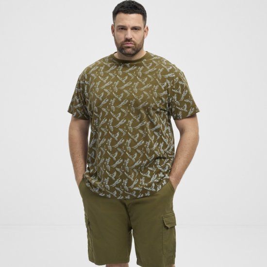 North Latitude T-shirt Allover Printed Green - Majice Kratkih Rukava - Muške Majice Kratkih Rukava Veliki Brojevi 