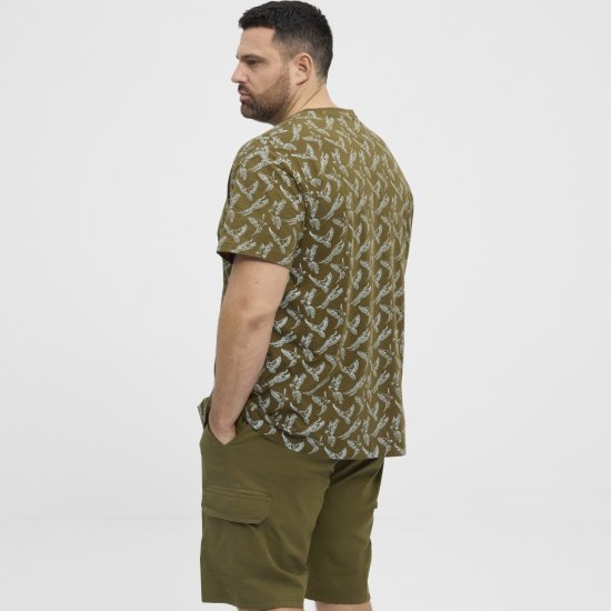 North Latitude T-shirt Allover Printed Green - Majice Kratkih Rukava - Muške Majice Kratkih Rukava Veliki Brojevi 
