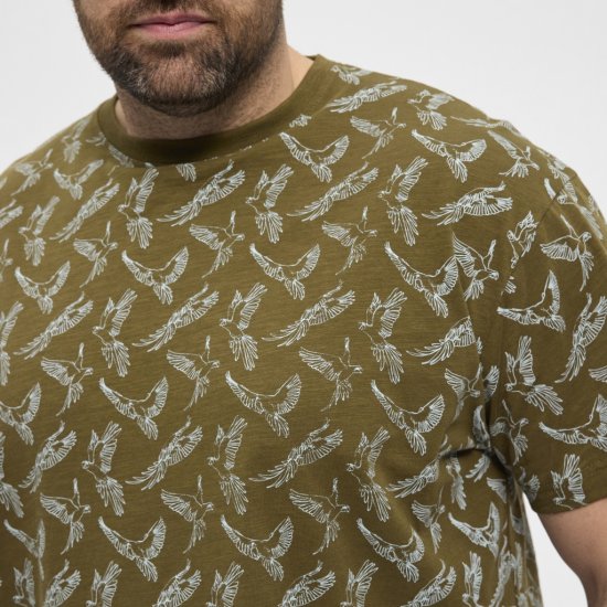 North Latitude T-shirt Allover Printed Green - Majice Kratkih Rukava - Muške Majice Kratkih Rukava Veliki Brojevi 