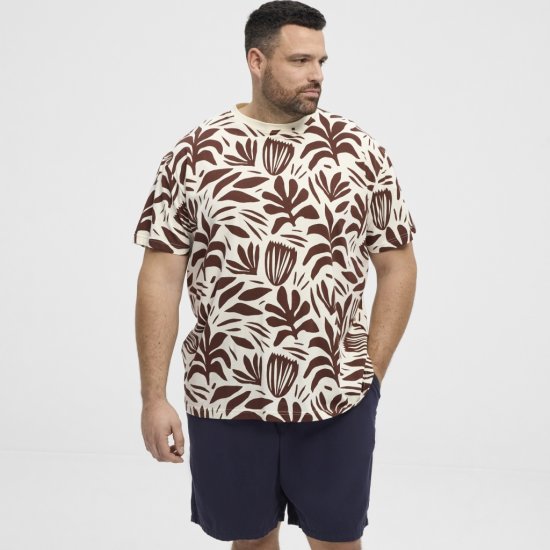 North Latitude T-Shirt Printed Allover Bordeaux - Majice Kratkih Rukava - Muške Majice Kratkih Rukava Veliki Brojevi 