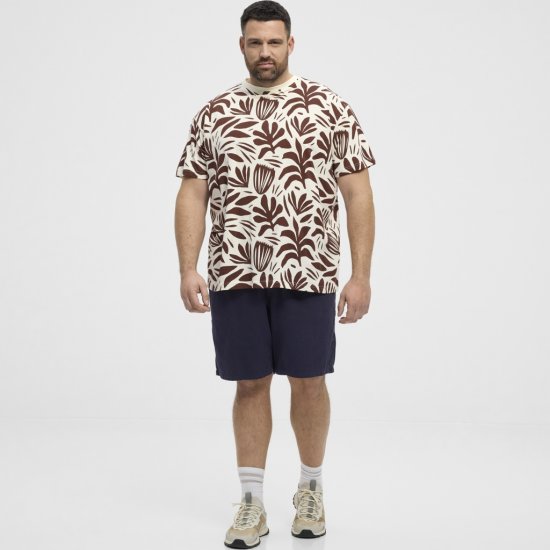 North Latitude T-Shirt Printed Allover Bordeaux - Majice Kratkih Rukava - Muške Majice Kratkih Rukava Veliki Brojevi 