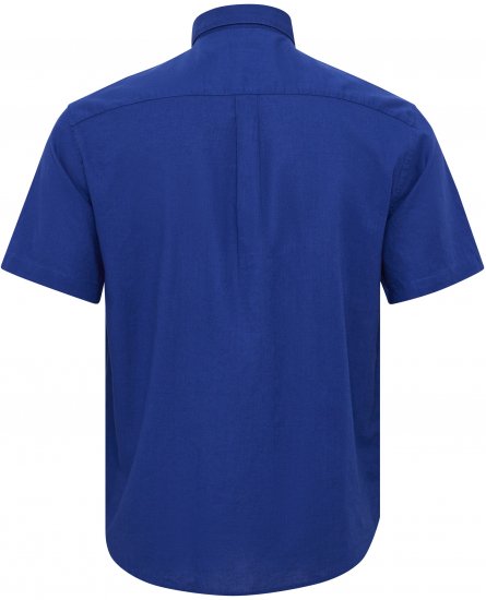 North Latitude Shirt Linen Cotton Short Sleeve Blue - Košulje - Muške Košulje Veliki Brojevi