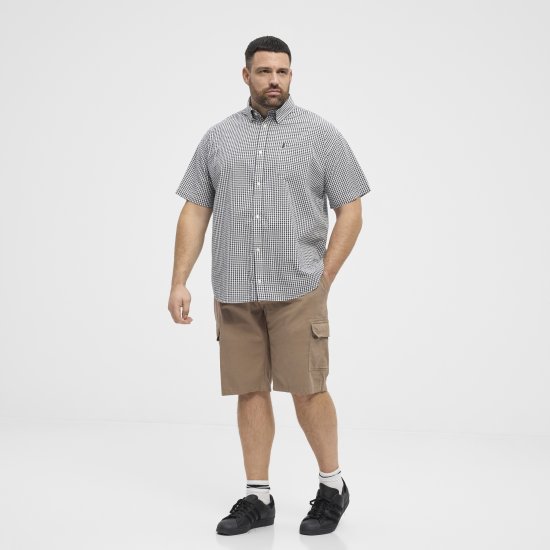 North Latitude Shirt Short Sleeve Checked Grey - Košulje - Muške Košulje Veliki Brojevi