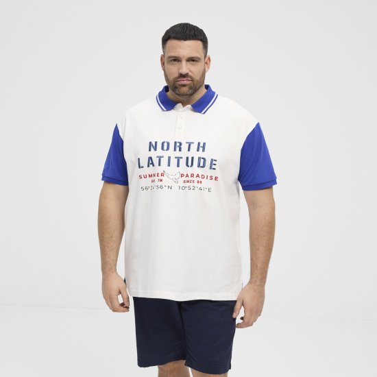 North Latitude Polo Short Sleeve Blue And White - Polo majice - Muške Polo Majice Veliki Brojevi