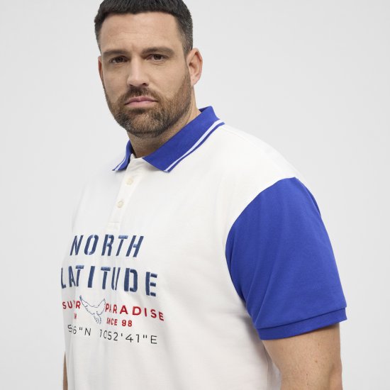 North Latitude Polo Short Sleeve Blue And White - Polo majice - Muške Polo Majice Veliki Brojevi