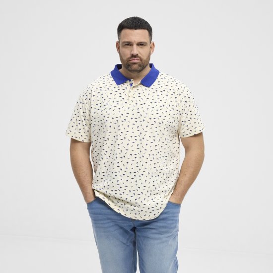 North Latitude Polo Pique Printed Off-White TALL - MUŠKA ODJEĆA MT-6XLT - Odjeća za Visoke Muškarce