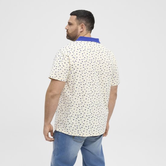 North Latitude Polo Pique Printed Off-White - Polo majice - Muške Polo Majice Veliki Brojevi