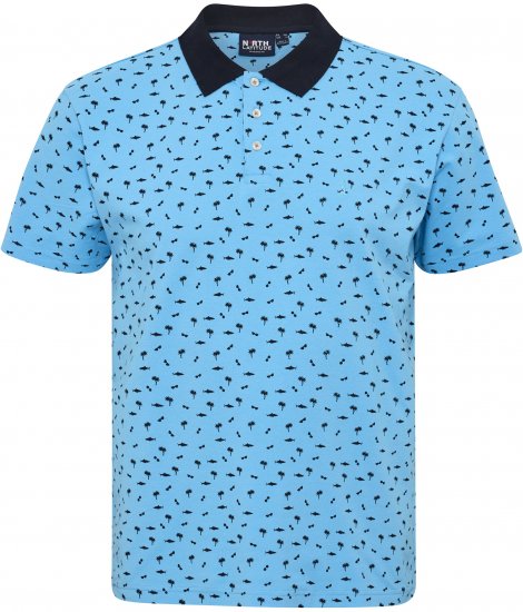 North Latitude Polo Pique Printed Turquoise TALL - MUŠKA ODJEĆA MT-6XLT - Odjeća za Visoke Muškarce