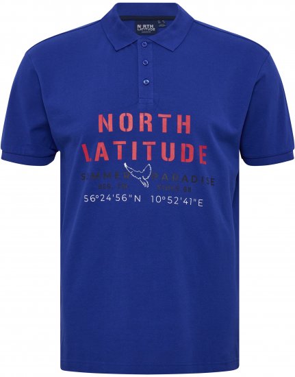 North Latitude Polo Pique Print Short Sleeve Cobalt Blue - Polo majice - Muške Polo Majice Veliki Brojevi