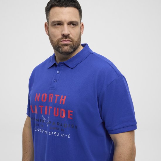 North Latitude Polo Pique Print Short Sleeve Cobalt Blue - Polo majice - Muške Polo Majice Veliki Brojevi