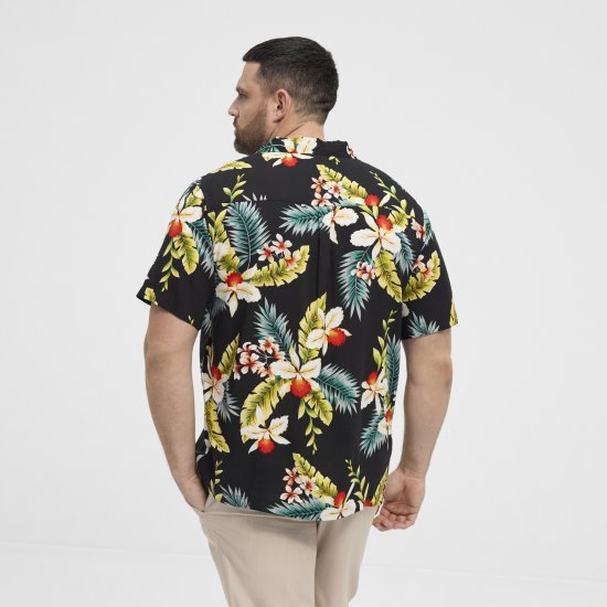 North Latitude Shirt Short Sleeve Printed Allover Black - Košulje - Muške Košulje Veliki Brojevi