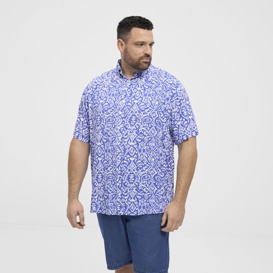 North Latitude Shirt Denim Printed Allover Blue - Košulje - Muške Košulje Veliki Brojevi