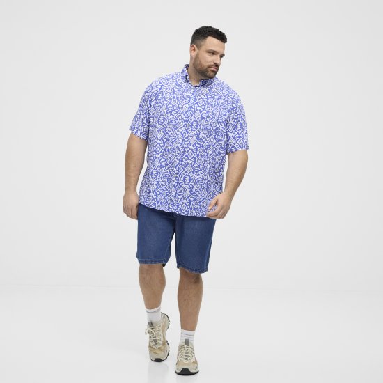 North Latitude Shirt Denim Printed Allover Blue - Košulje - Muške Košulje Veliki Brojevi