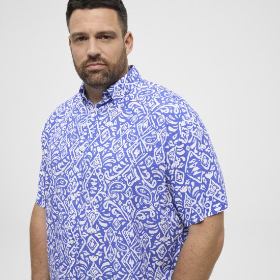 North Latitude Shirt Denim Printed Allover Blue - Košulje - Muške Košulje Veliki Brojevi