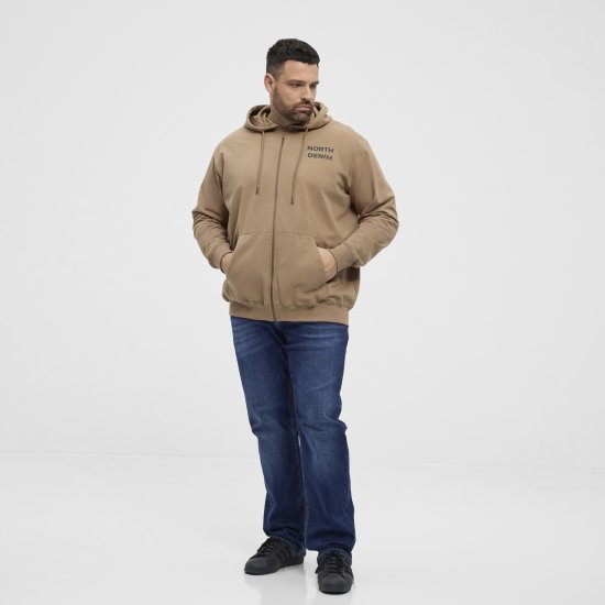 North Latitude Hoodie with Zipper Dark Sand - Puloveri & dukserice - Muške Puloveri & dukserice veliki brojevi