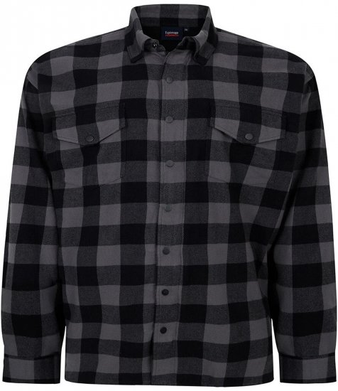 Espionage SH423 Checked Overshirt Black/Charcoal - Košulje - Muške Košulje Veliki Brojevi