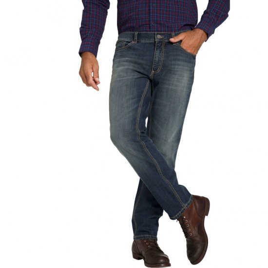 JP1880 Jeans Straight Fit Super Stretch Denim Used Blue - Traperice & hlače - Muške Traperice i Hlače Veliki Brojevi