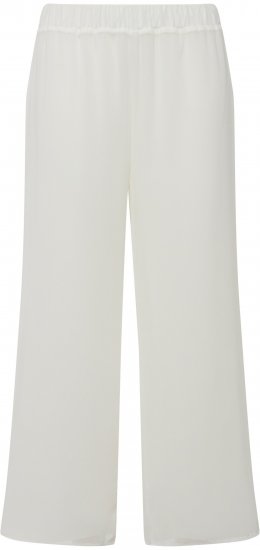 Ulla Popken Layered Chiffon Wide Leg Pants White - Traperice & Hlače u Velikim Veličinama – Plus Size - 