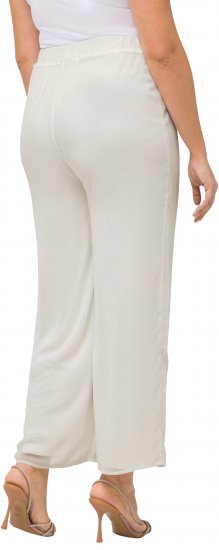 Ulla Popken Layered Chiffon Wide Leg Pants White - Traperice & Hlače u Velikim Veličinama – Plus Size - 