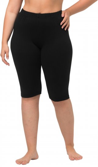 Ulla Popken Stretch Knit Bike Shorts Black - Traperice & Hlače u Velikim Veličinama – Plus Size - 