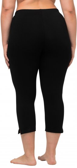 Ulla Popken Basic Stretch Knit Capris Black - Traperice & Hlače u Velikim Veličinama – Plus Size - 