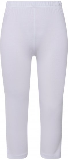Ulla Popken Basic Stretch Knit Capris White - Traperice & Hlače u Velikim Veličinama – Plus Size - 