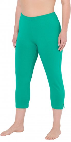 Ulla Popken Basic Stretch Knit Capris Green - Traperice & Hlače u Velikim Veličinama – Plus Size - 
