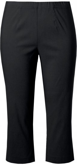 Ulla Popken Stretch Basic Bengaline Capri Pants Black - Traperice & Hlače u Velikim Veličinama – Plus Size - 