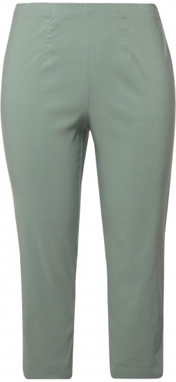 Ulla Popken Stretch Basic Bengaline Capri Pants Light Moss Green - Traperice & Hlače u Velikim Veličinama – Plus Size - 